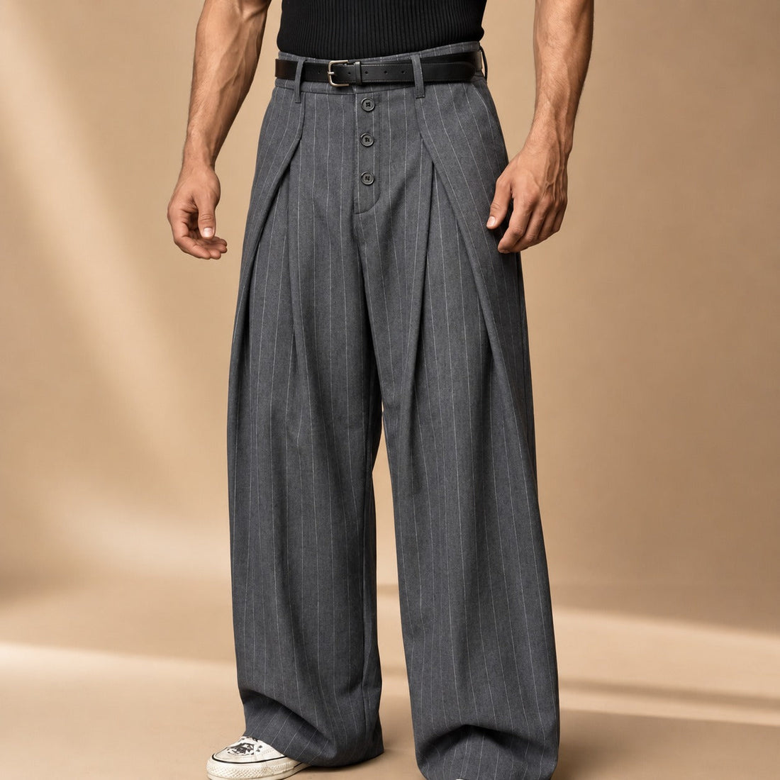 Farhan - Zeitgemäße Hose mit weitem Bein und Streifen
