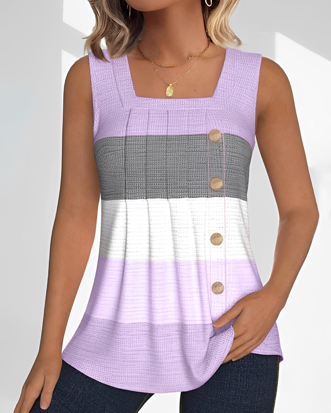 Grace - Legeres, Gestreiftes Tanktop mit Falten