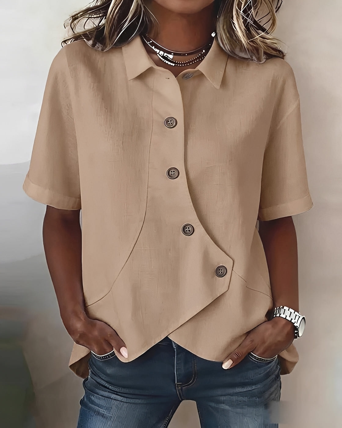 Mia - Bluse mit asymmetrischer Knopfleiste