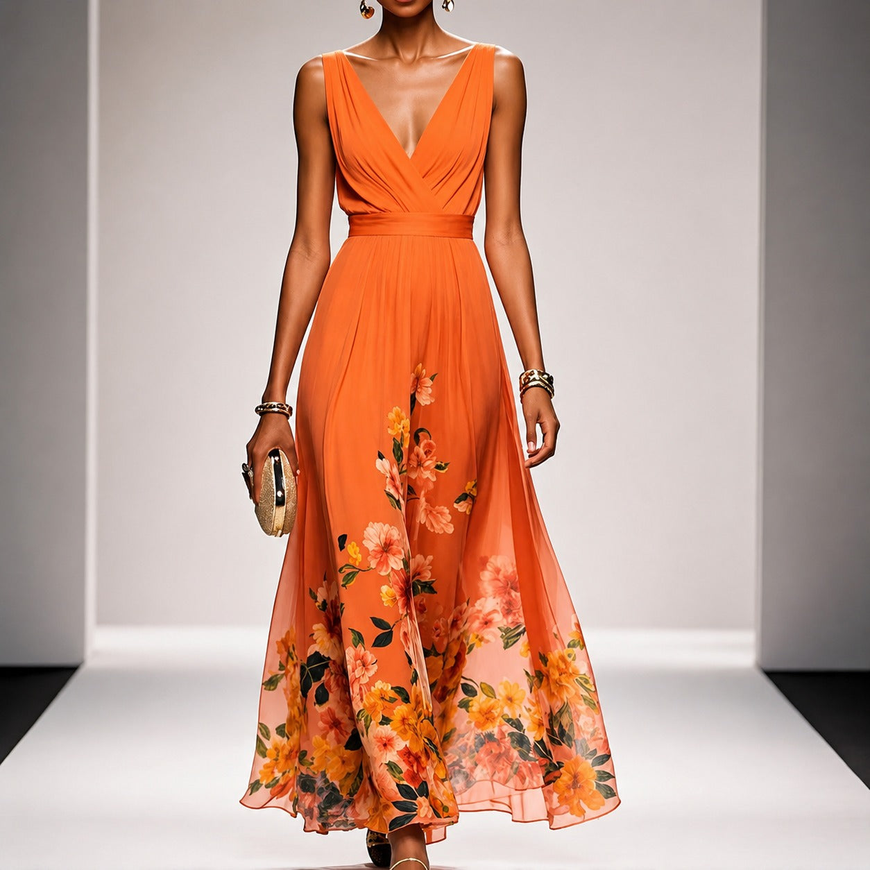 Tanisha - Langes Kleid mit Blütenmuster