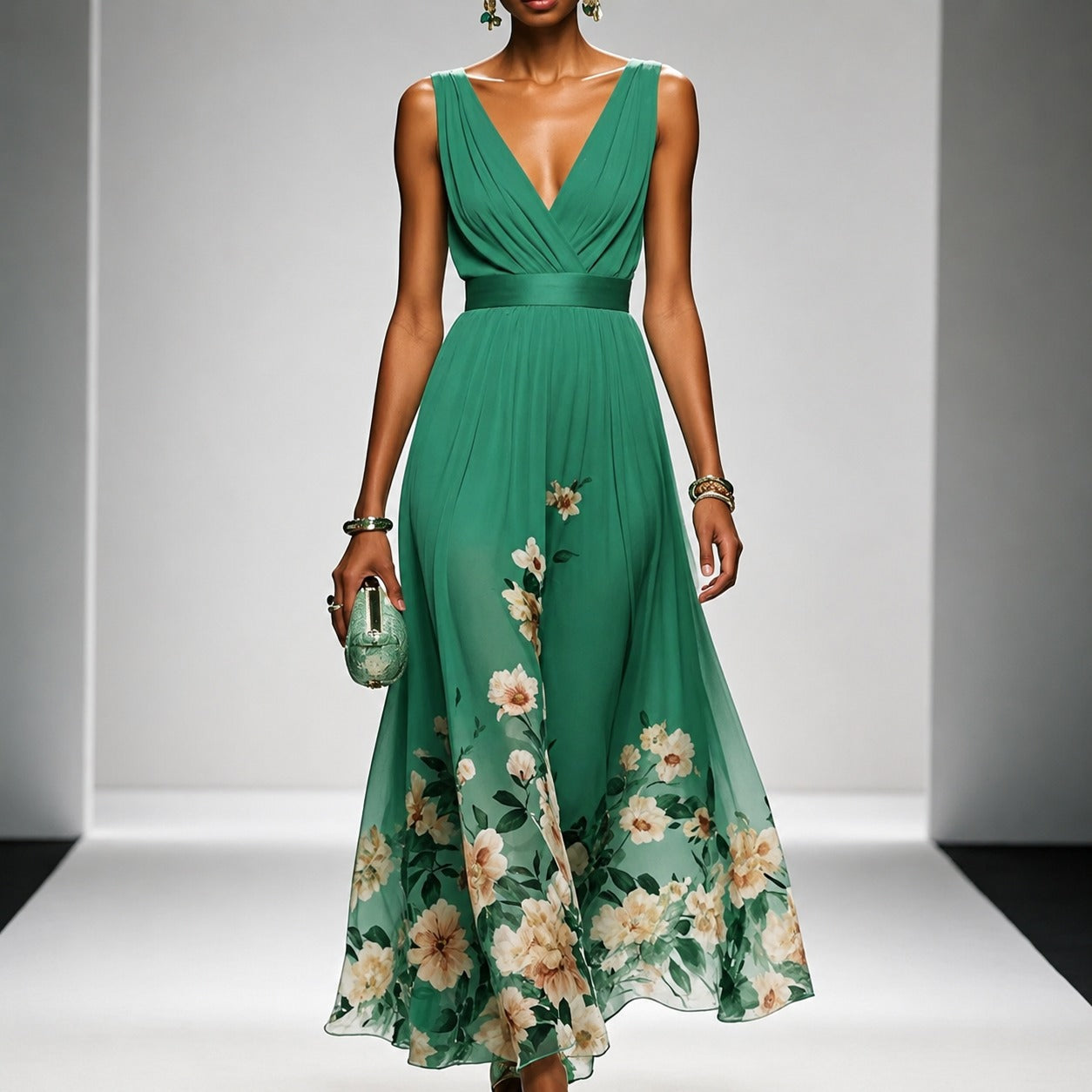 Tanisha - Langes Kleid mit Blütenmuster