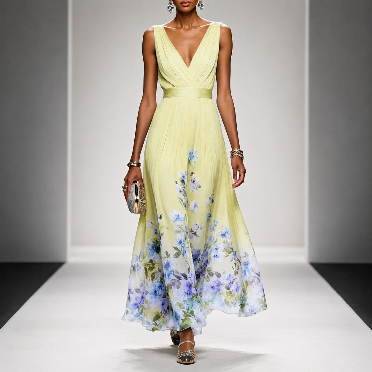 Tanisha - Langes Kleid mit Blütenmuster
