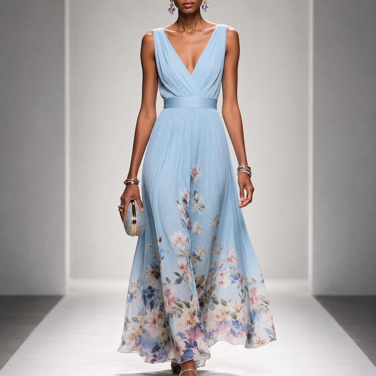 Tanisha - Langes Kleid mit Blütenmuster