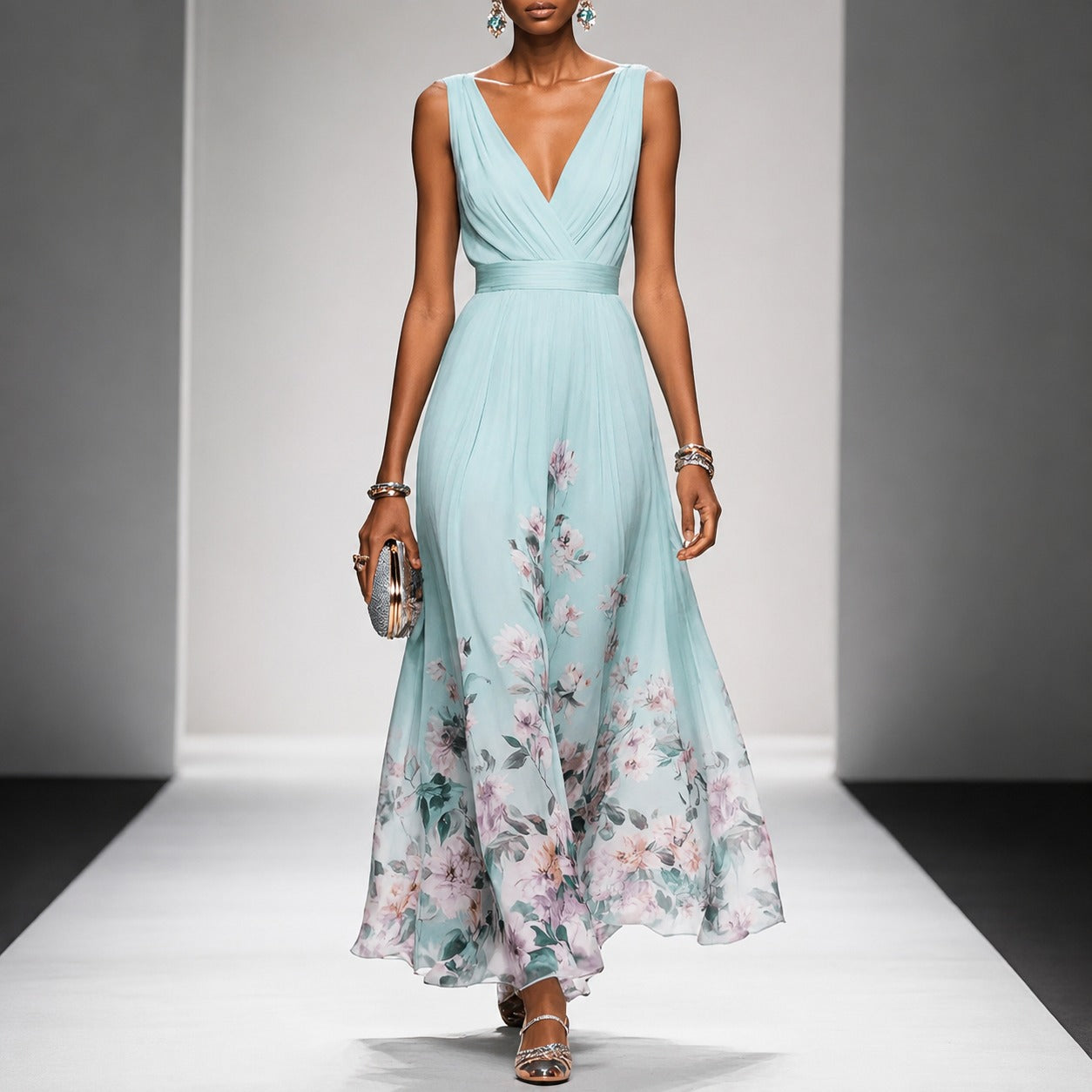 Tanisha - Langes Kleid mit Blütenmuster