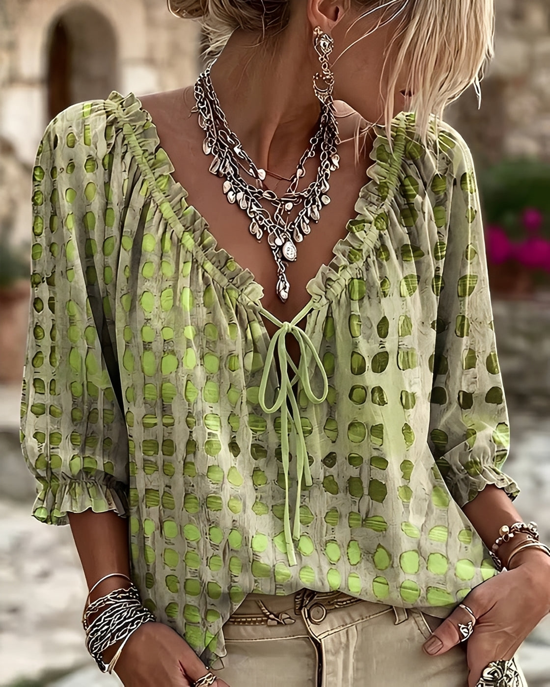 Candice - Elegante Bluse mit Punktemuster