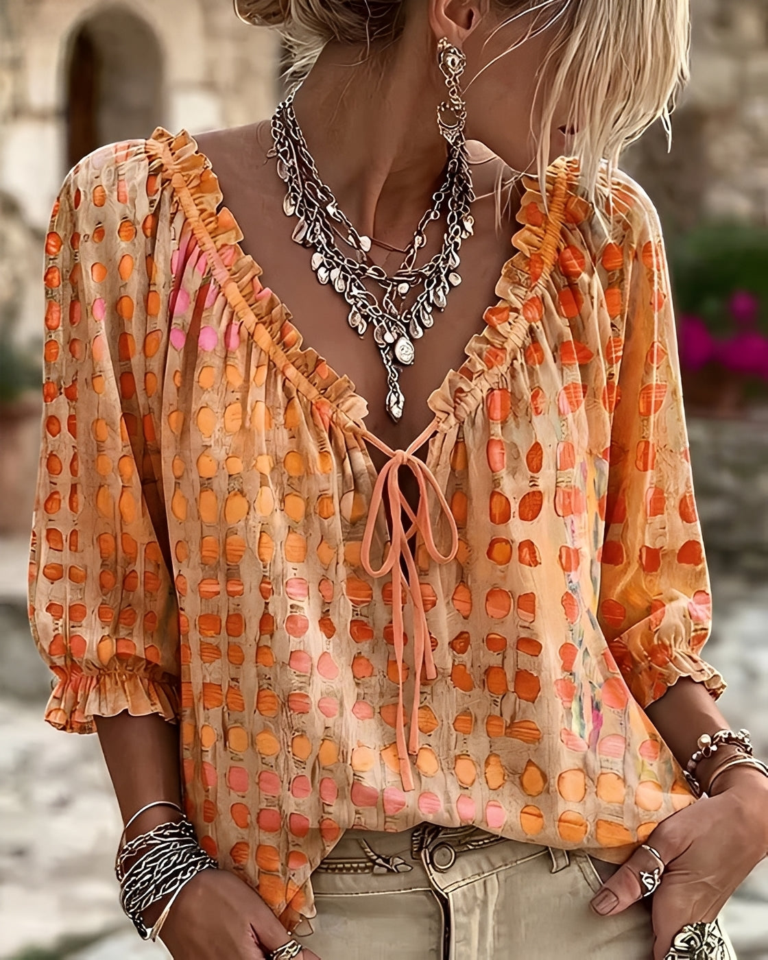 Candice - Elegante Bluse mit Punktemuster