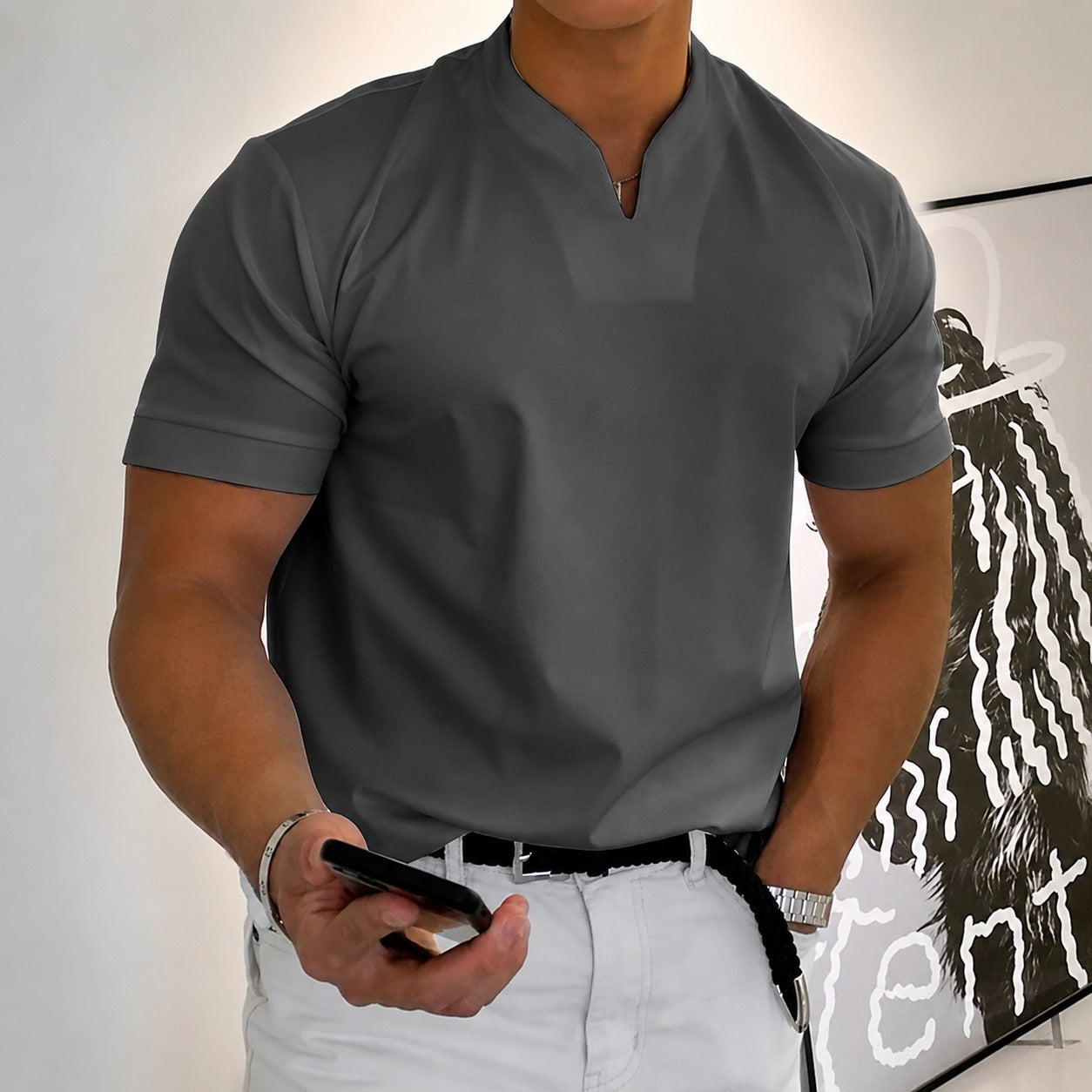 Jason - Herren-Fitnessshirt mit kurzen Ärmeln