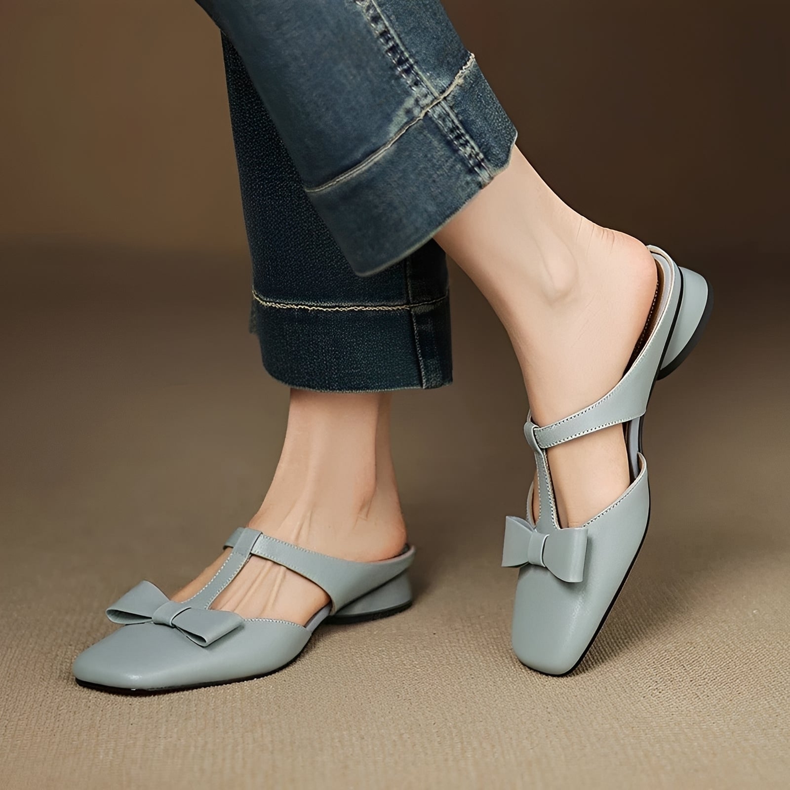 Jean - Modische Schleifen-Mules-Sandalen