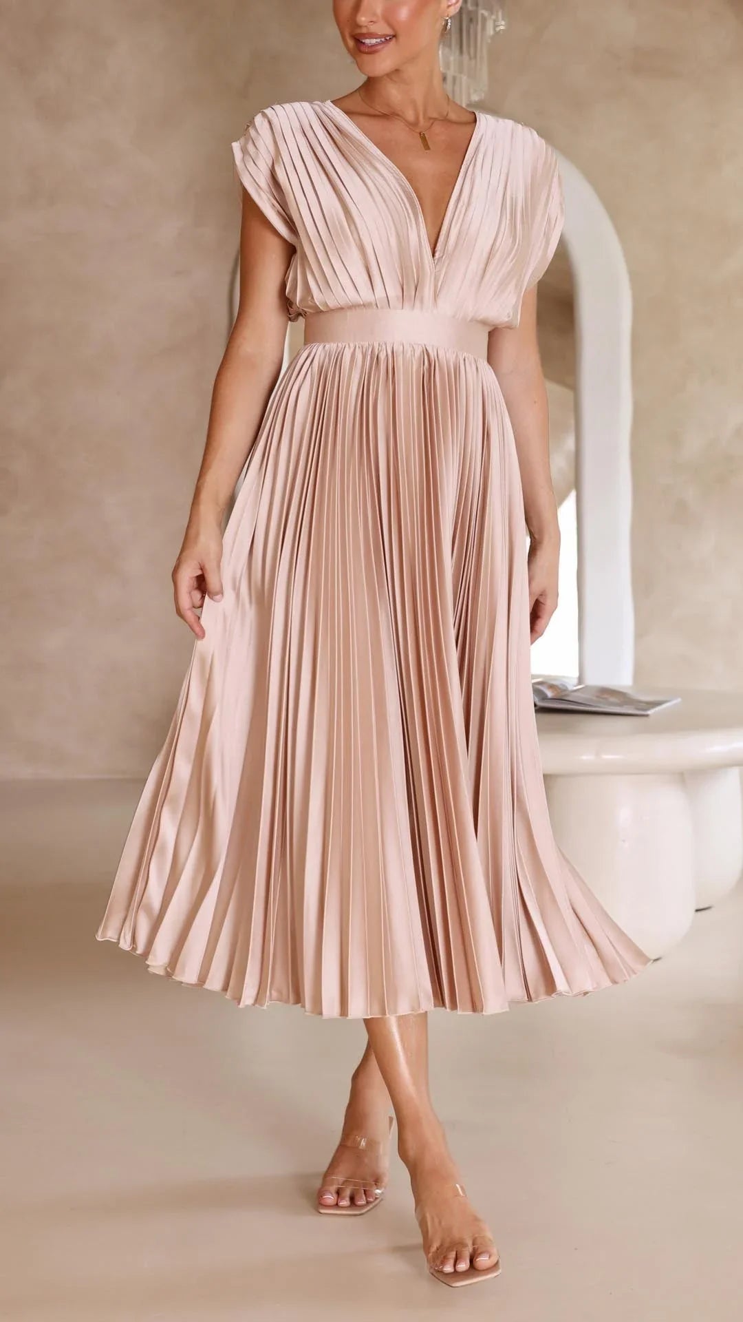 Maria – Elegantes Damen Plisseekleid