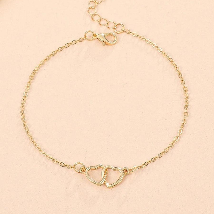 Einfach gehaltene Herzfußkette - Fußkette mit Herzmotiven