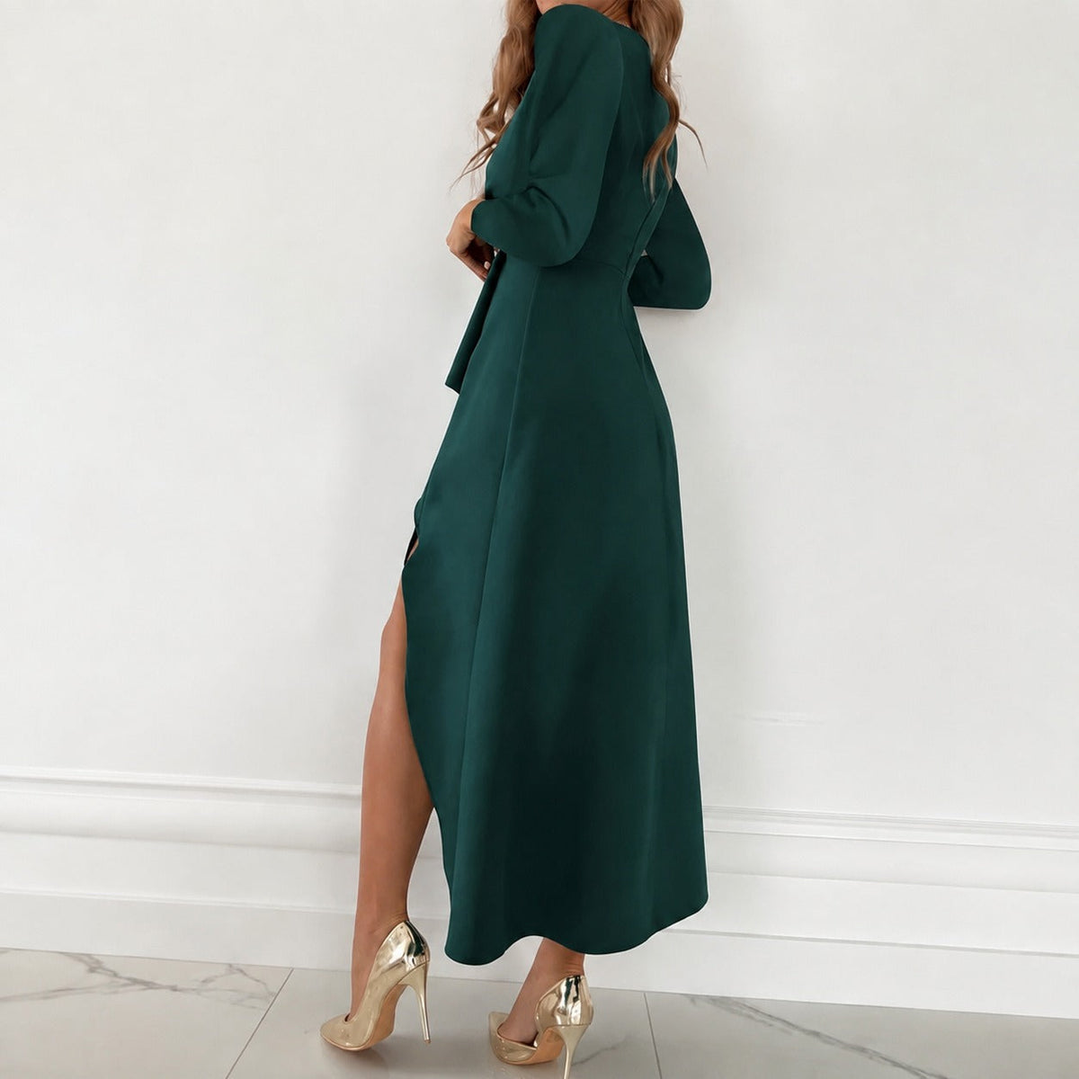 Shannon - Elegantes langärmeliges Plisseekleid