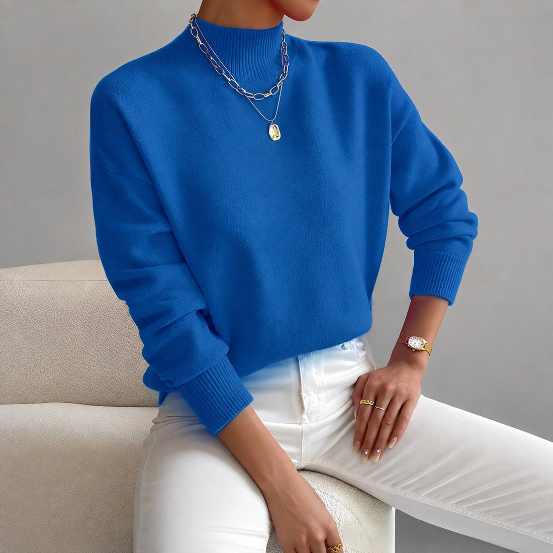 Roxana - Stilvoller Damenpullover mit halbhohem Kragen