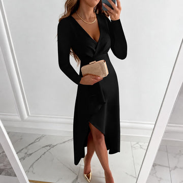 Shannon - Elegantes langärmeliges Plisseekleid