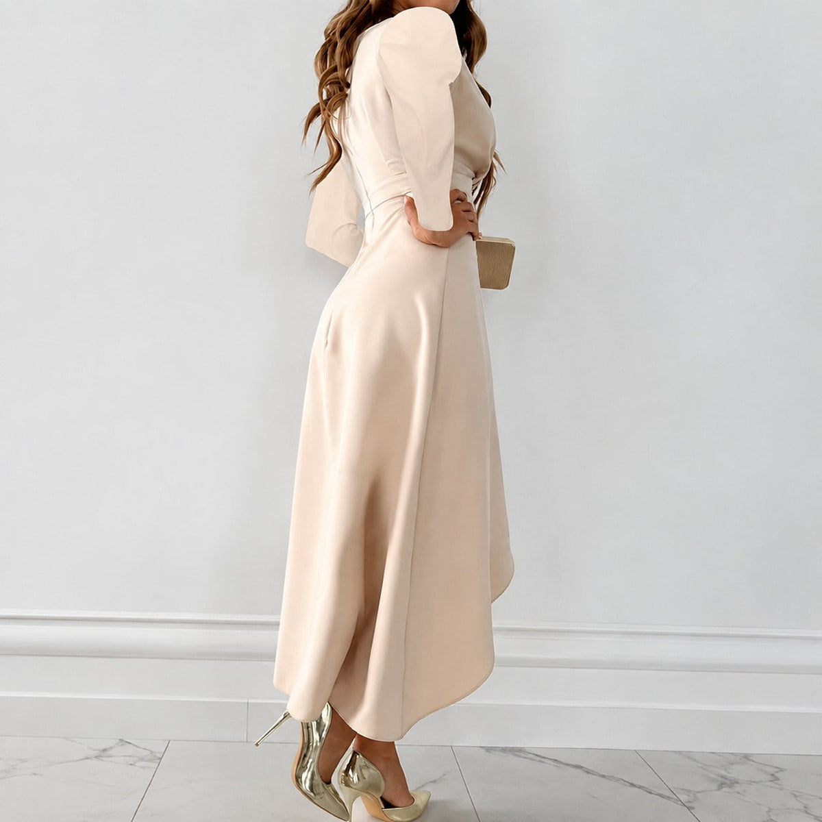 Shannon - Elegantes langärmeliges Plisseekleid