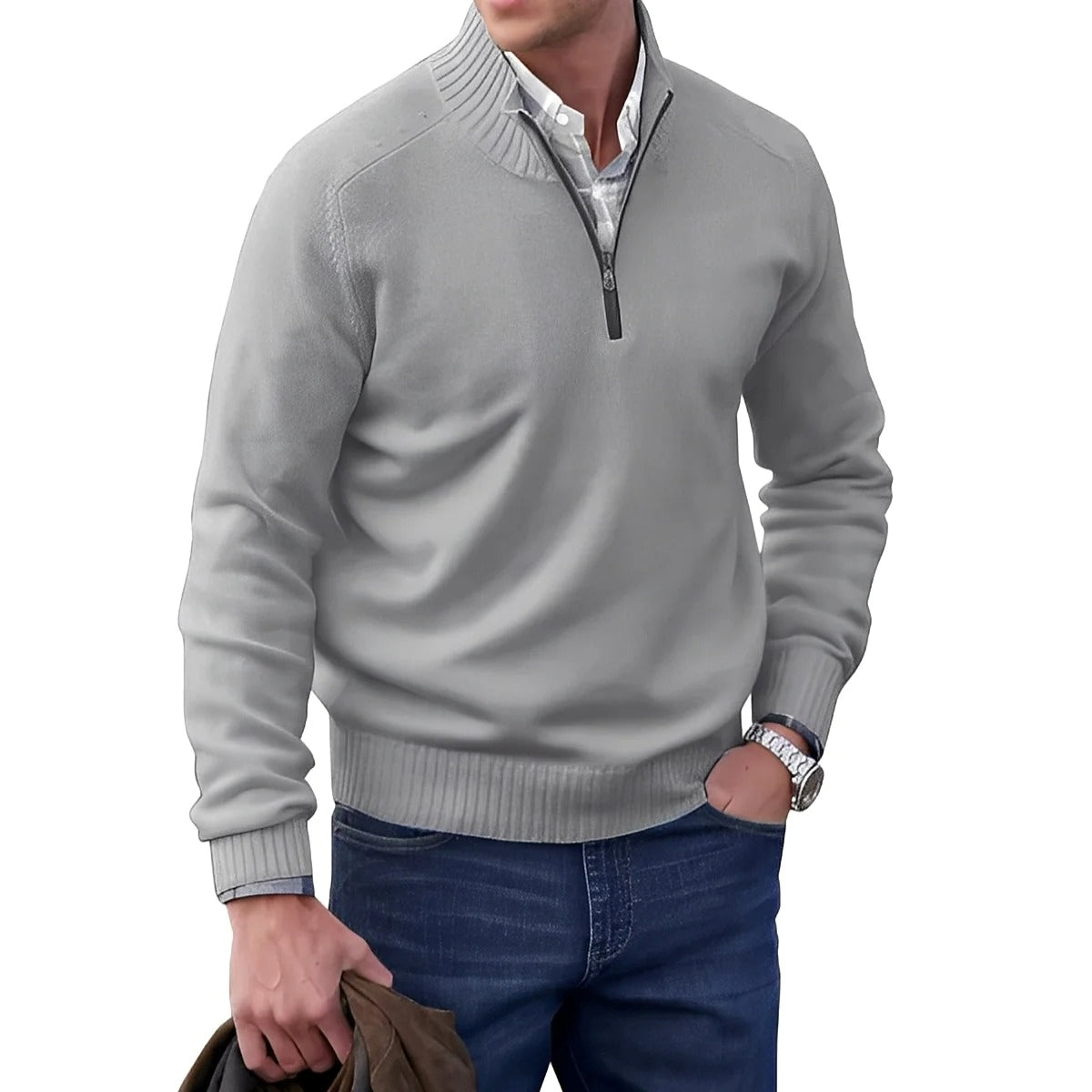 Gabriel - Bequemer Herrenpullover mit Zipper