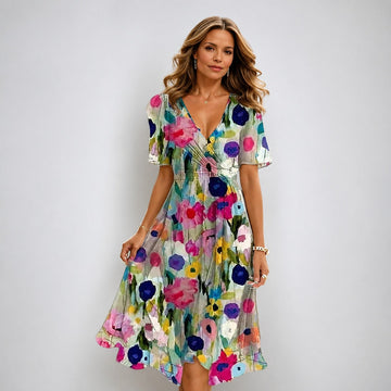 Annegret - Schickes Damenkleid mit V-Ausschnitt