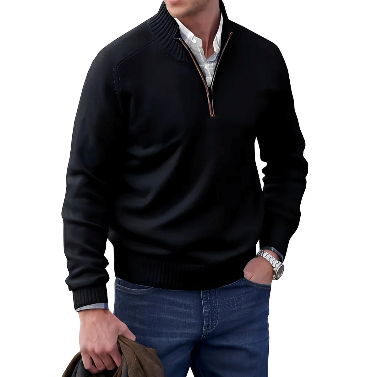 Gabriel - Bequemer Herrenpullover mit Zipper