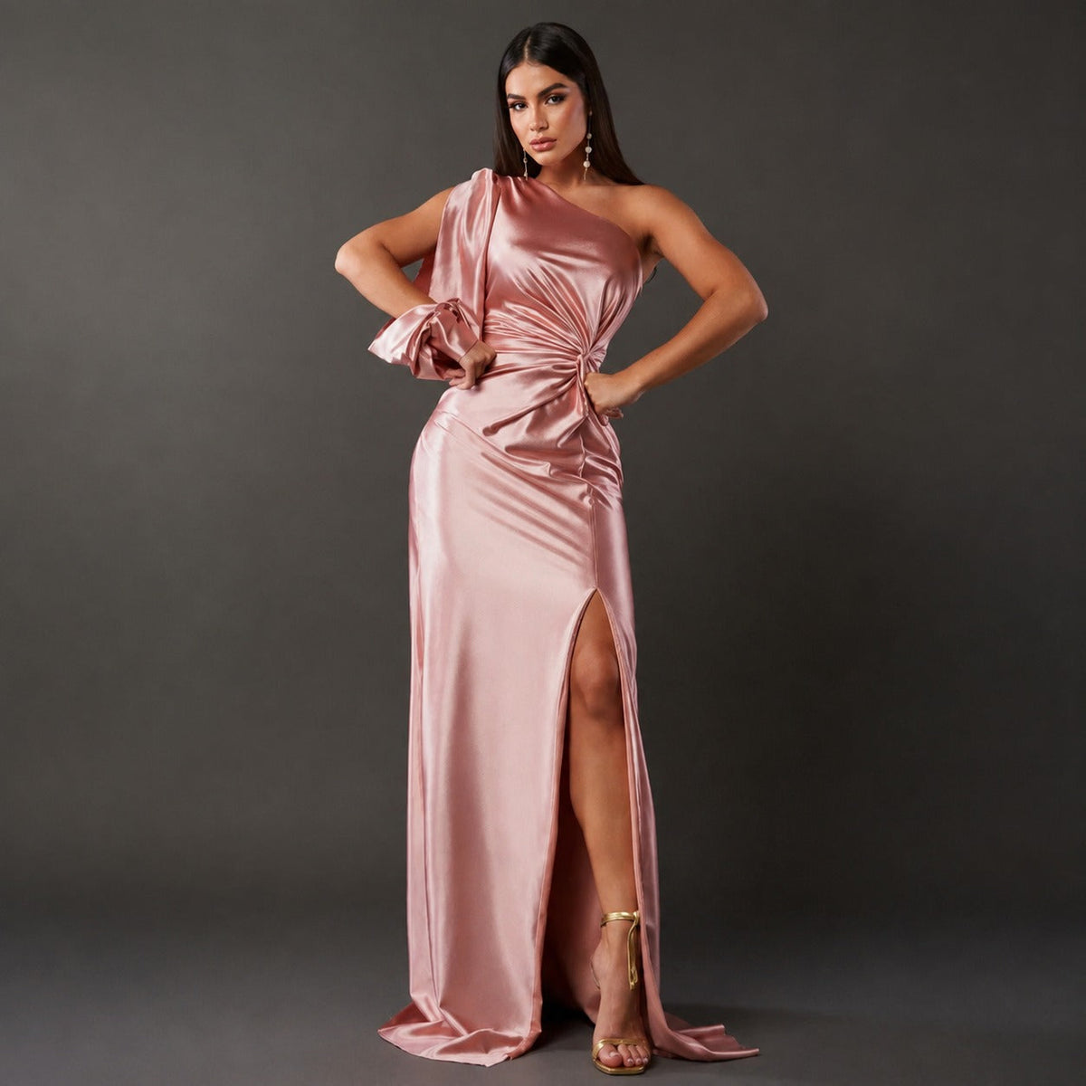 Fely - Glänzendes One-Shoulder-Kleid