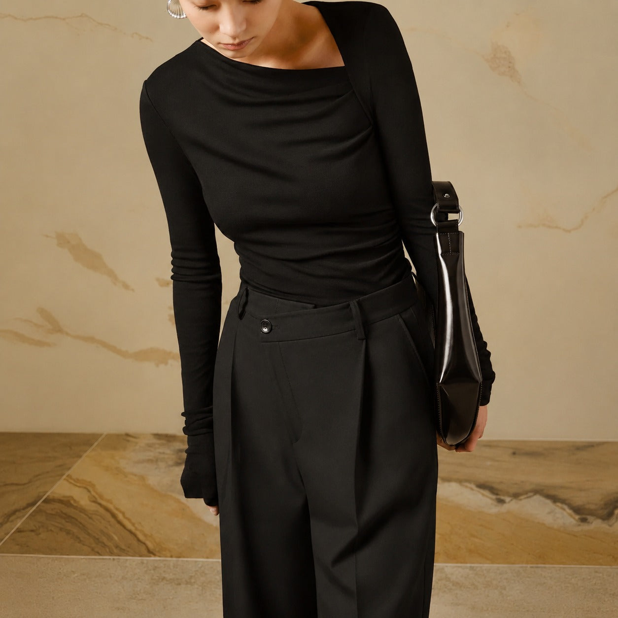 Selina - Eng anliegendes Langarmshirt mit Struktur