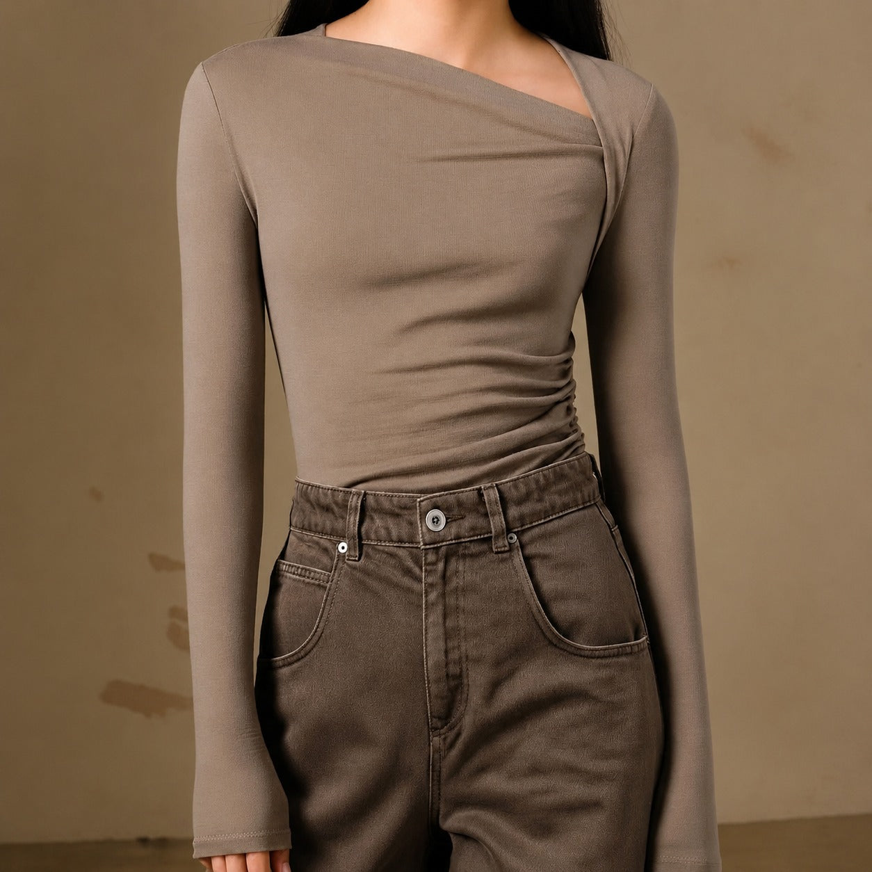 Selina - Eng anliegendes Langarmshirt mit Struktur