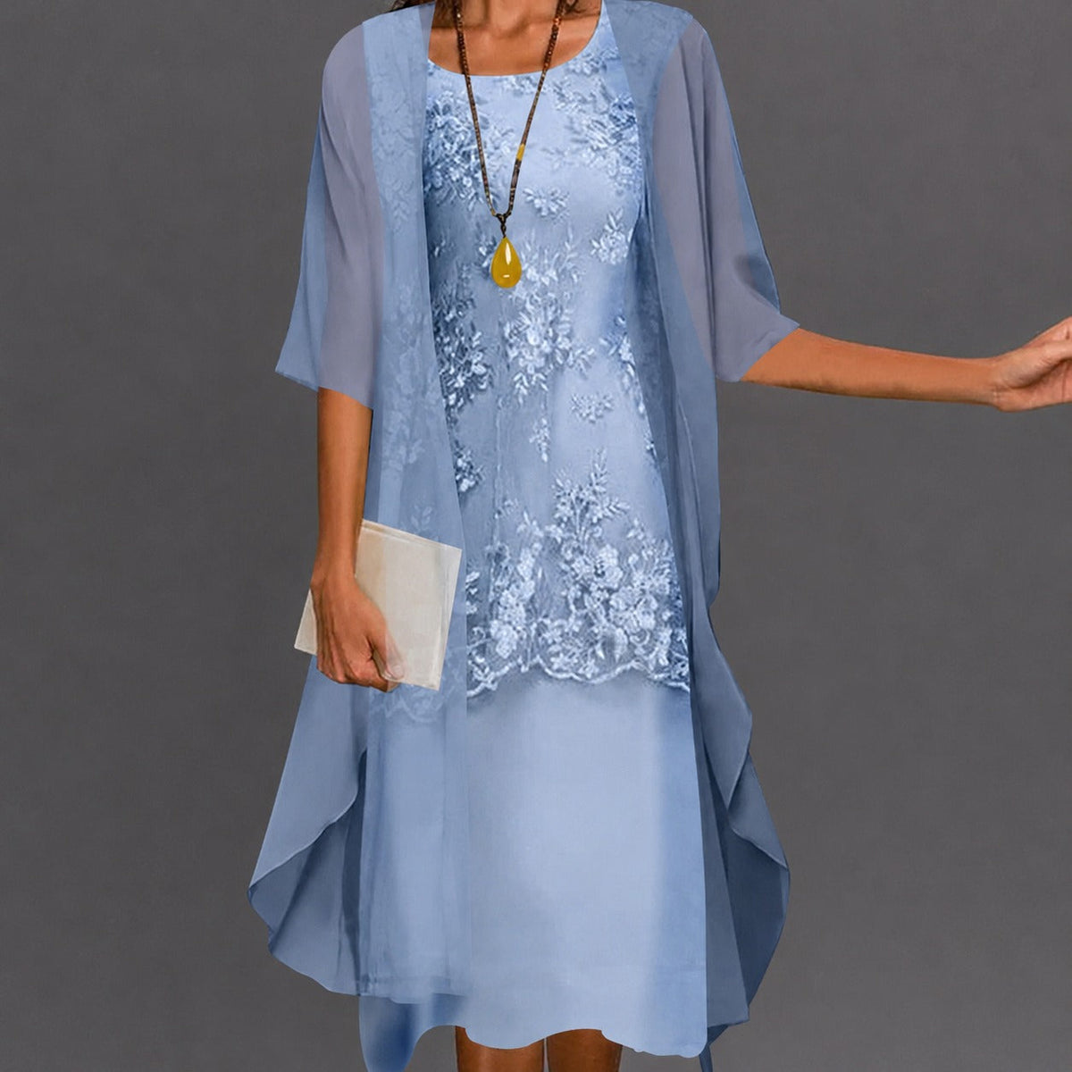 Damenkleid – Stilvolles, fließendes knielanges Kleid für Urlaub, Geschenke und den Alltag