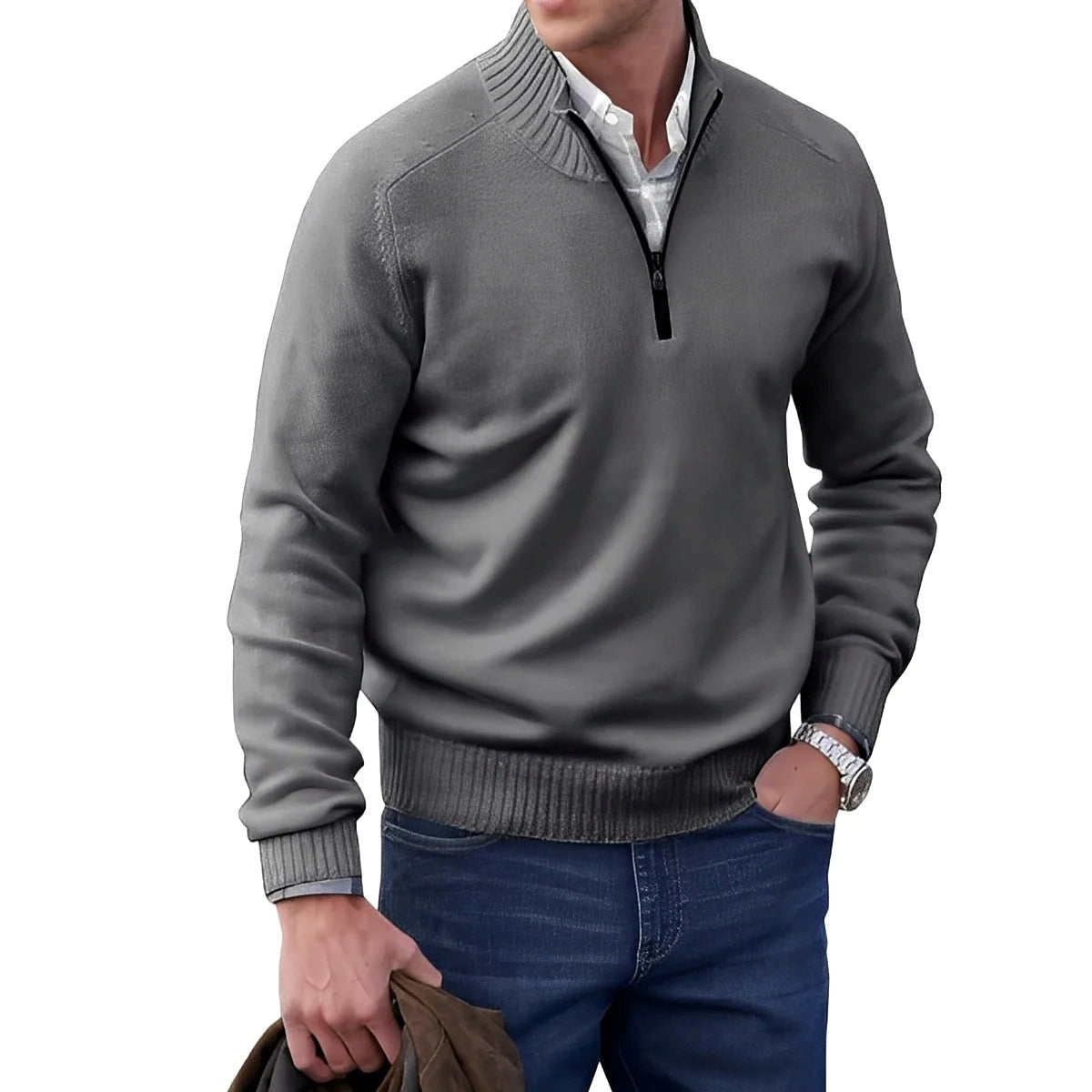 Gabriel - Bequemer Herrenpullover mit Zipper