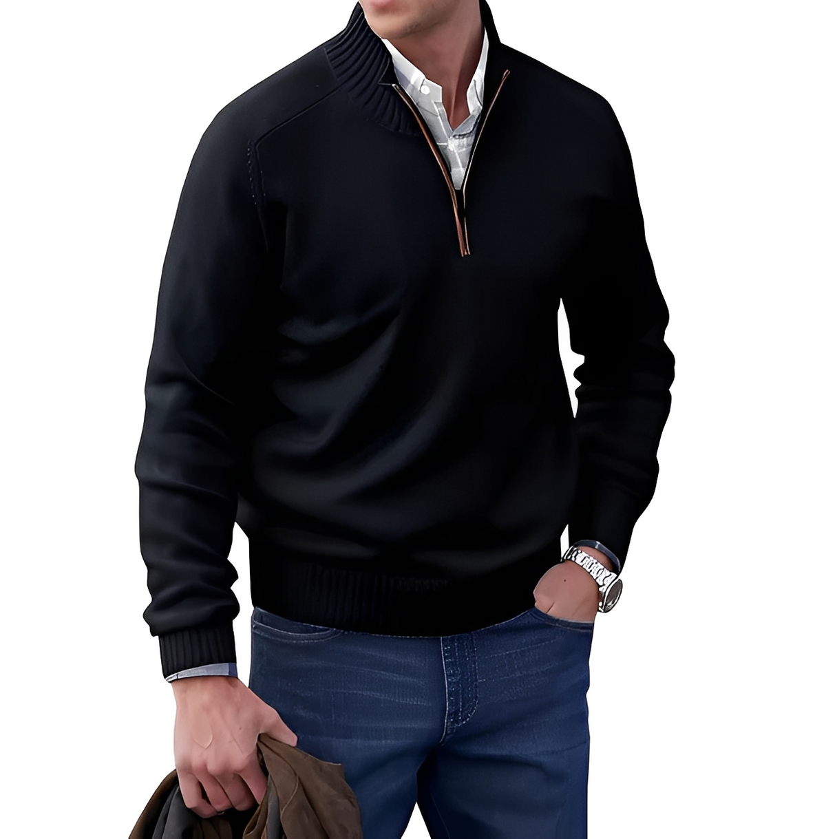 Gabriel - Behaglicher und angenehmer Pullover mit Zipper am Kragen