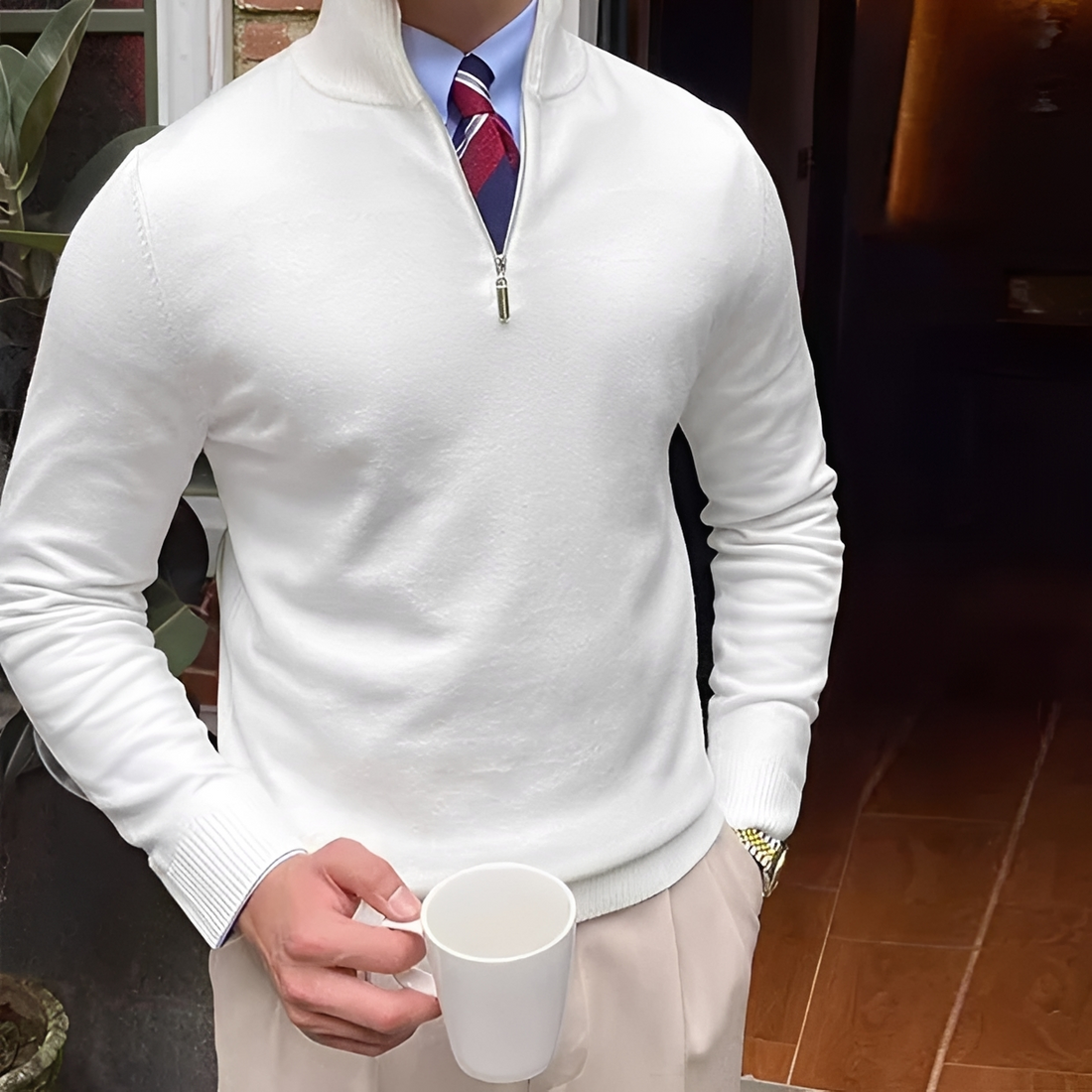 Sean - Behaglicher Pulli mit halbem Reißverschluss