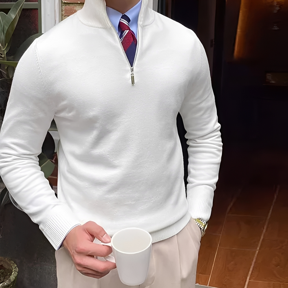 Sean - Behaglicher Pulli mit halbem Reißverschluss