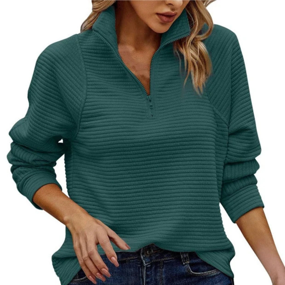 Zennia - Bequemer Pullover mit halbem Reißverschluss