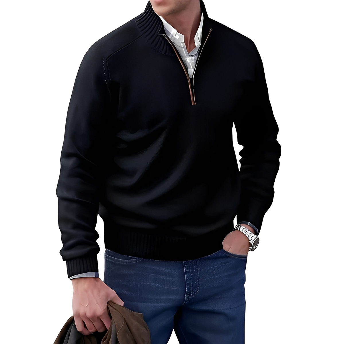 Jeremy - Kuscheliger Pullover mit Reißverschlusskragen