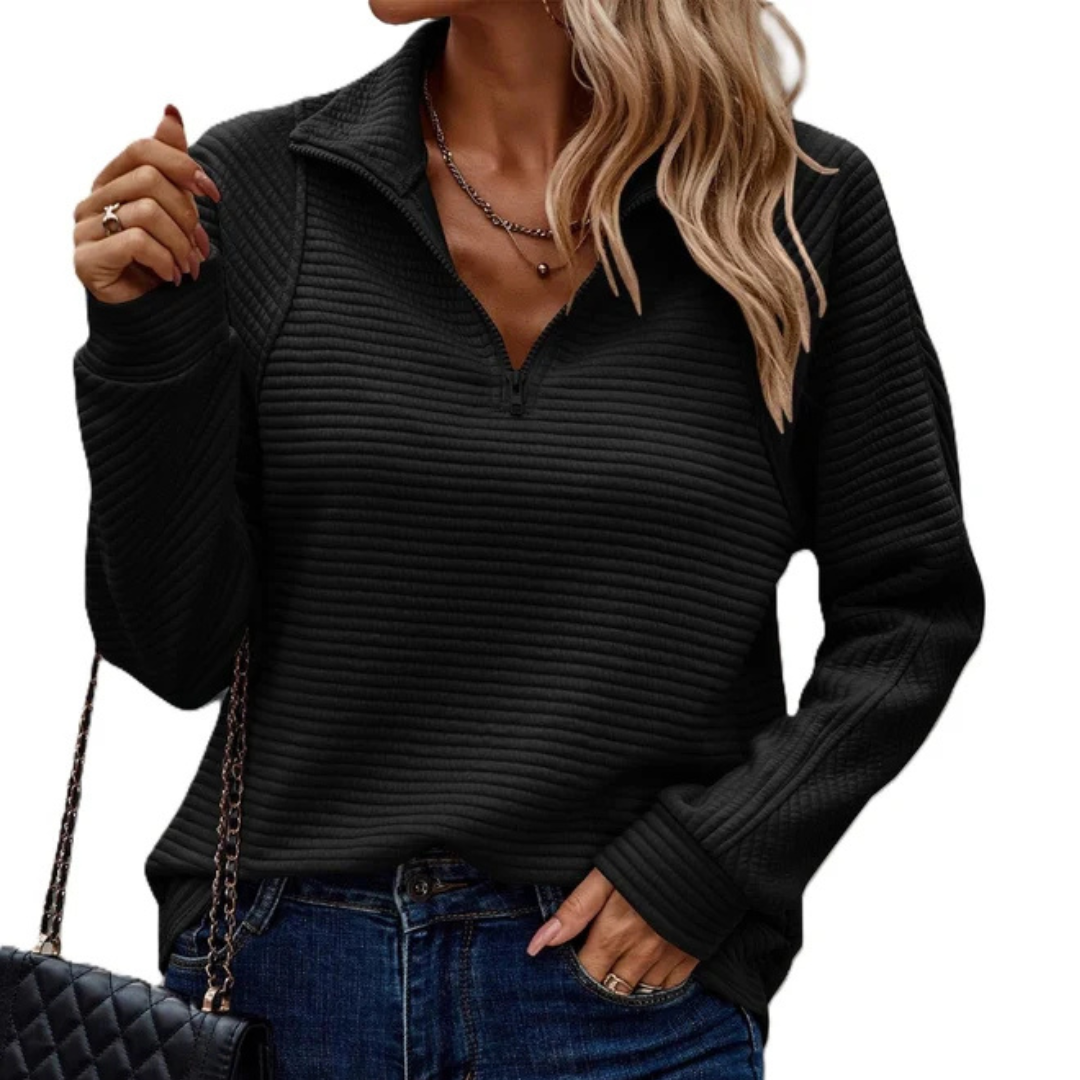 Zennia - Bequemer Pullover mit halbem Reißverschluss