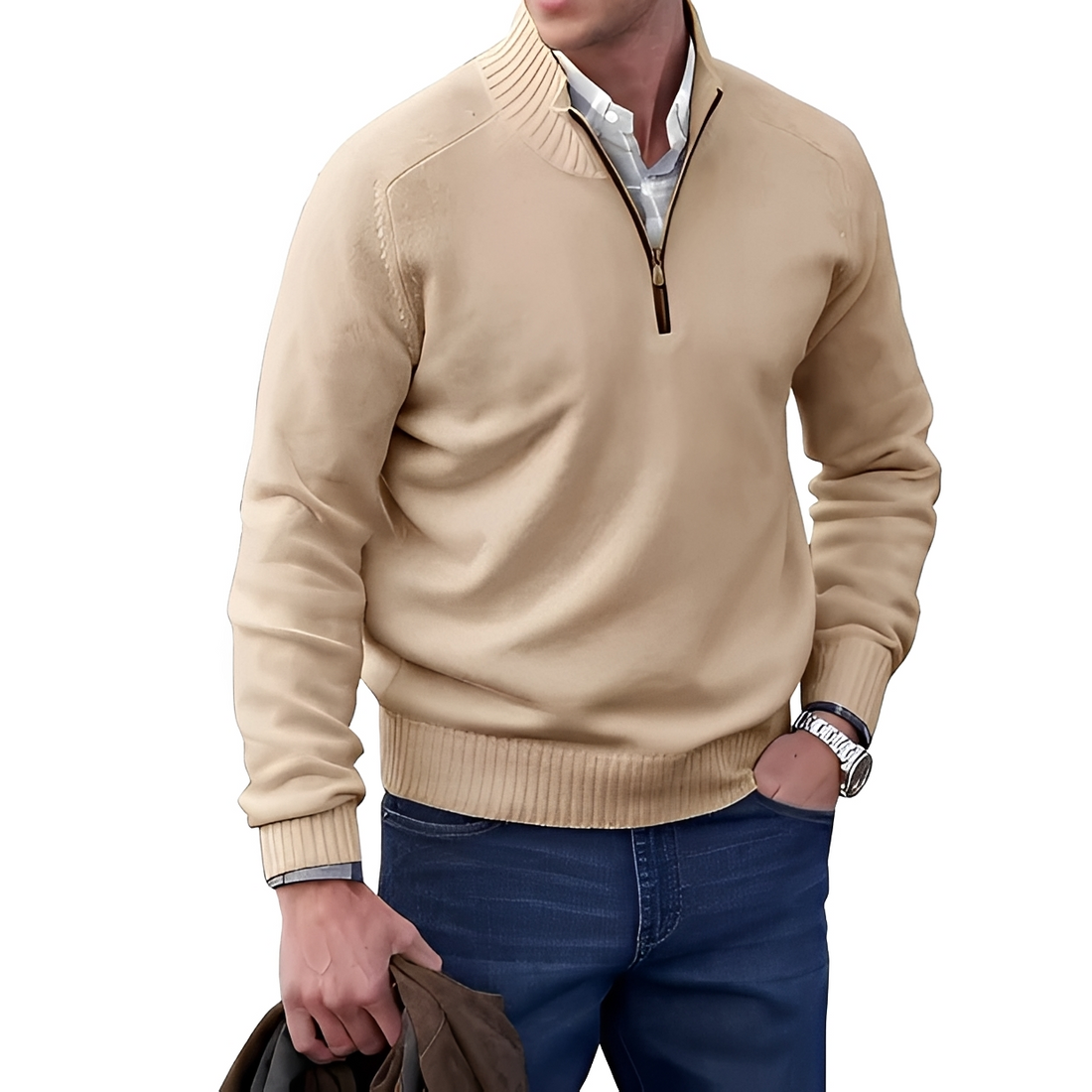Jeremy - Kuscheliger Pullover mit Reißverschlusskragen