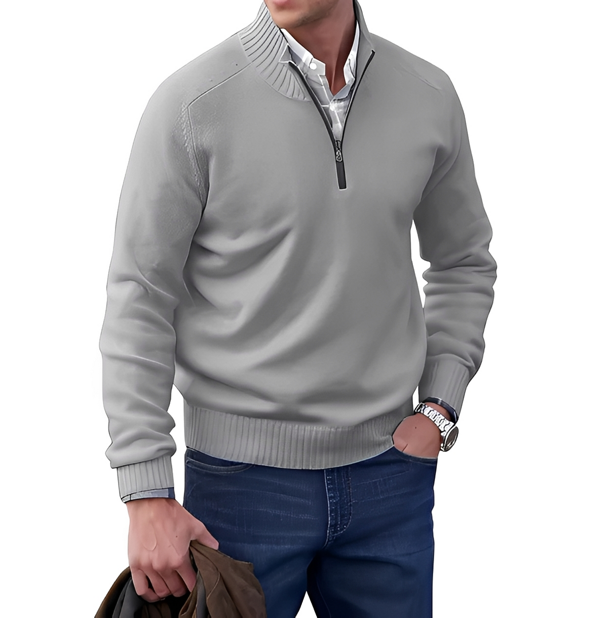 Gabriel - Behaglicher und angenehmer Pullover mit Zipper am Kragen