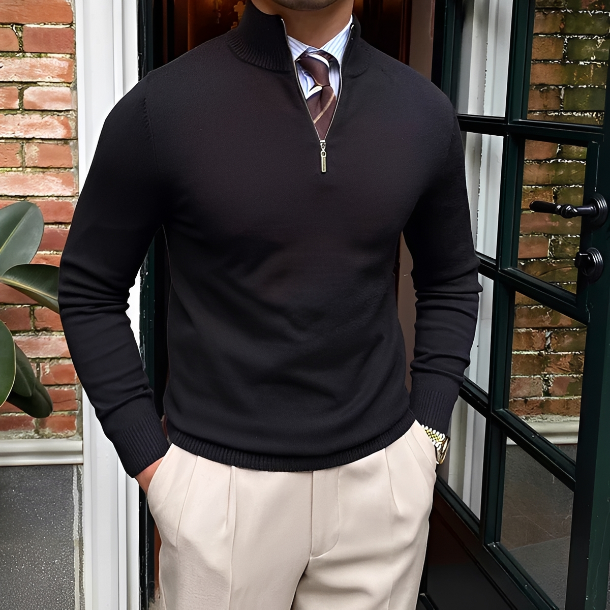 Sean - Behaglicher Pulli mit halbem Reißverschluss
