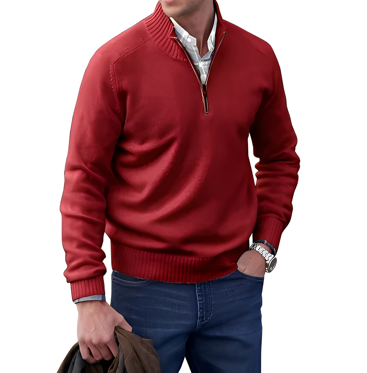 Gabriel - Behaglicher und angenehmer Pullover mit Zipper am Kragen