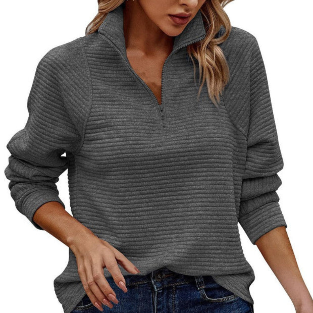 Zennia - Bequemer Pullover mit halbem Reißverschluss