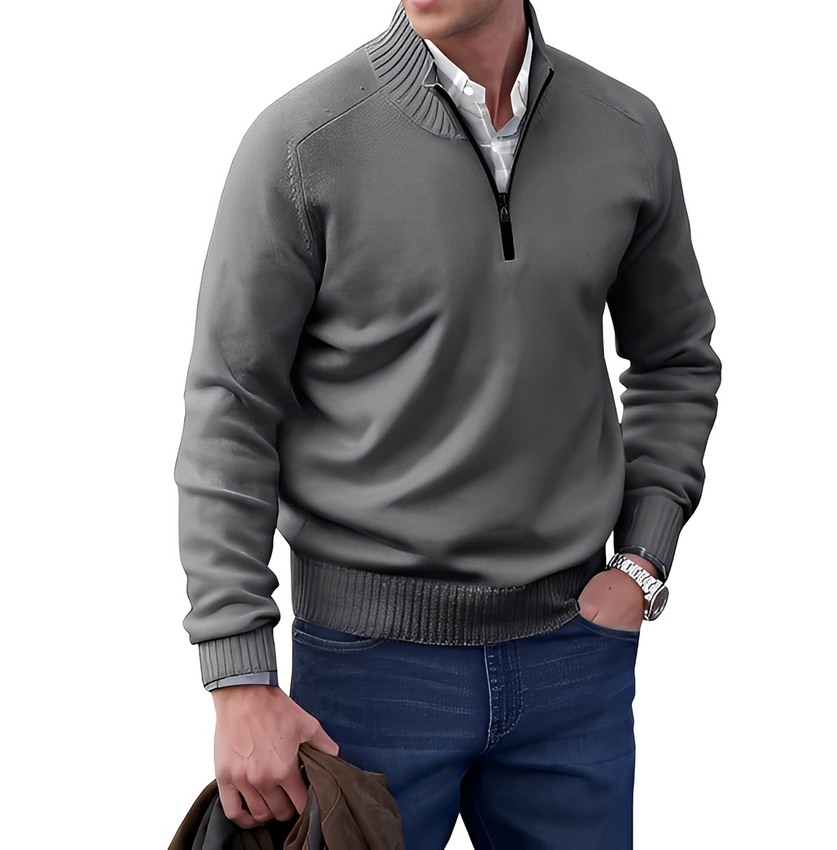 Gabriel - Behaglicher und angenehmer Pullover mit Zipper am Kragen