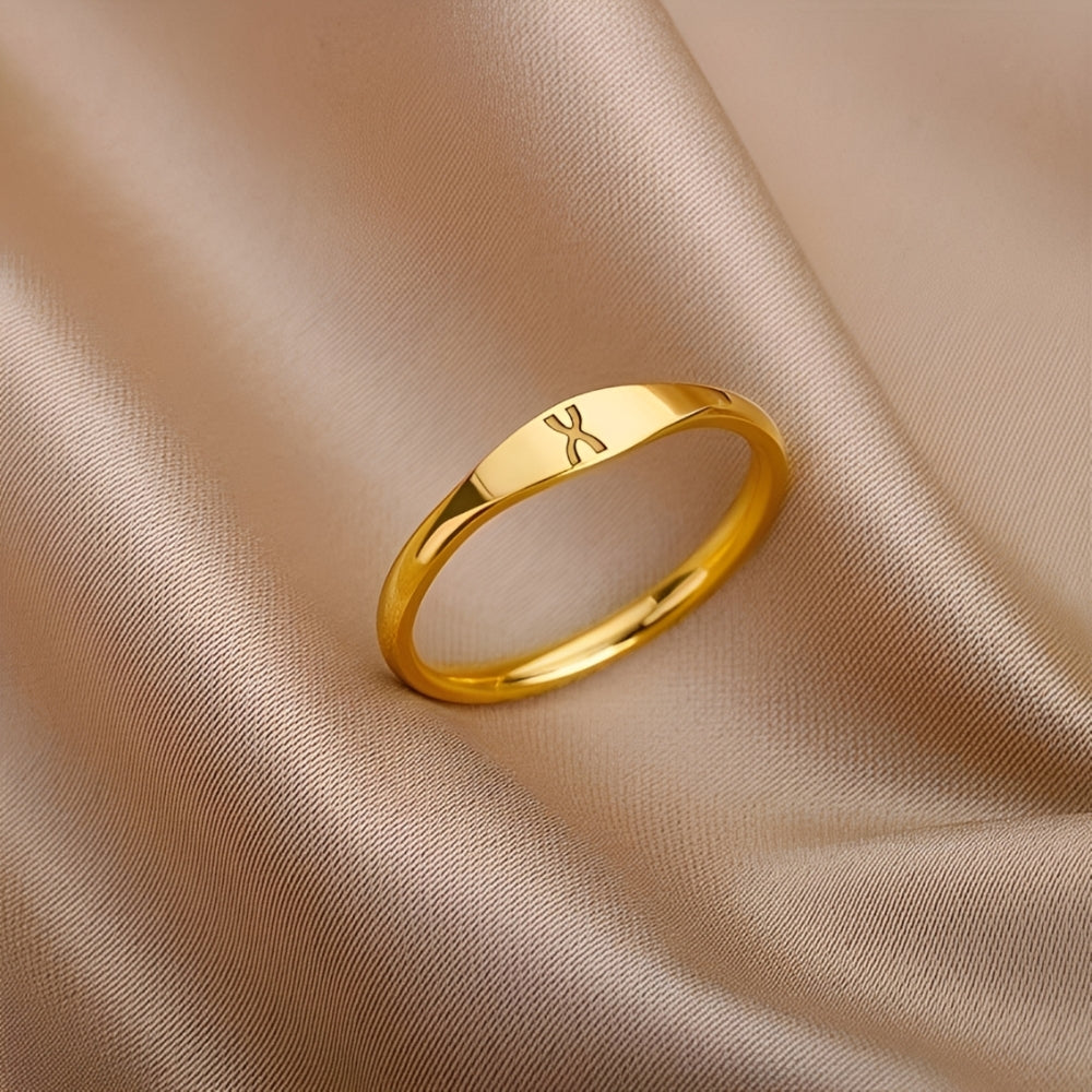 Minimalistischer Namensring | Schlichter Ring mit graviertem Anfangsbuchstaben