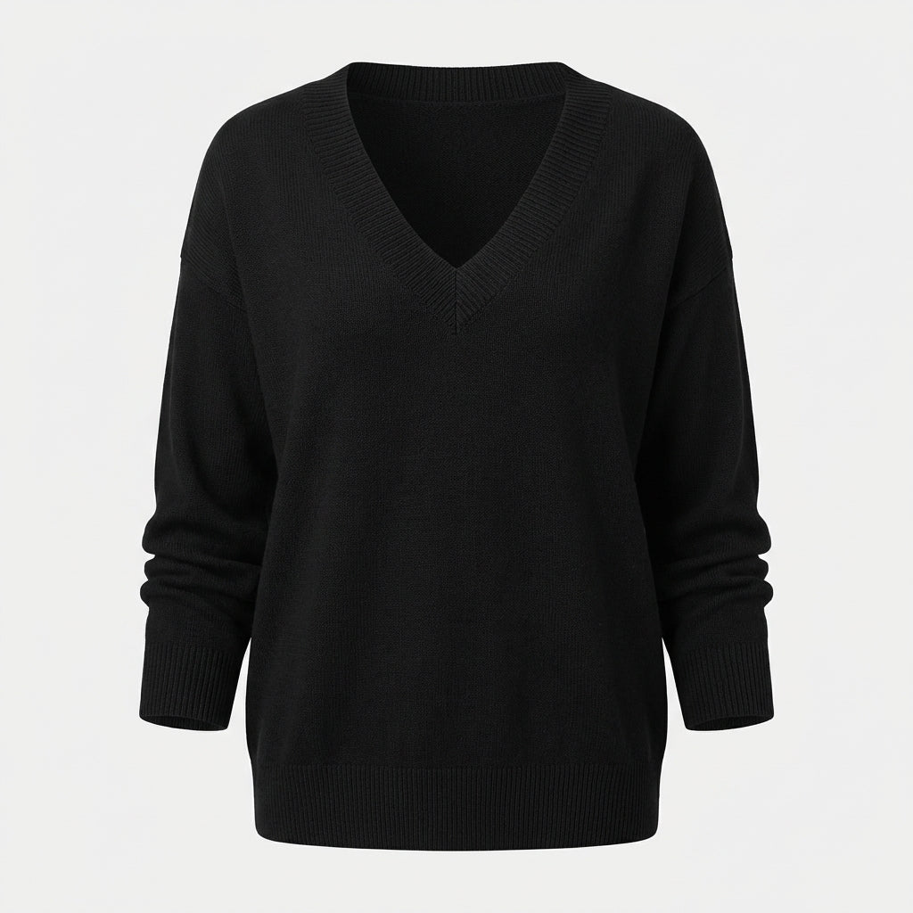 Herbst - Eleganter und gemütlicher Pullover mit V-Ausschnitt