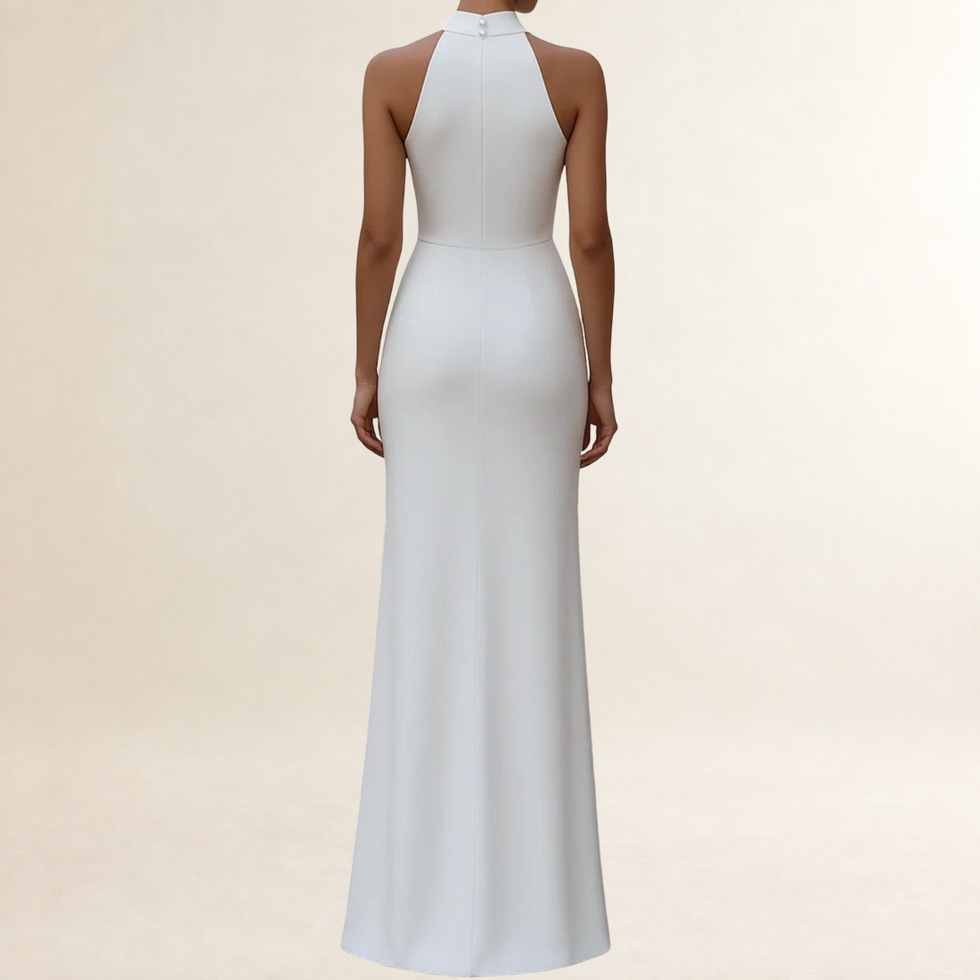 Damen Abendkleid Halterhals Faltenballkleid Slim Fit