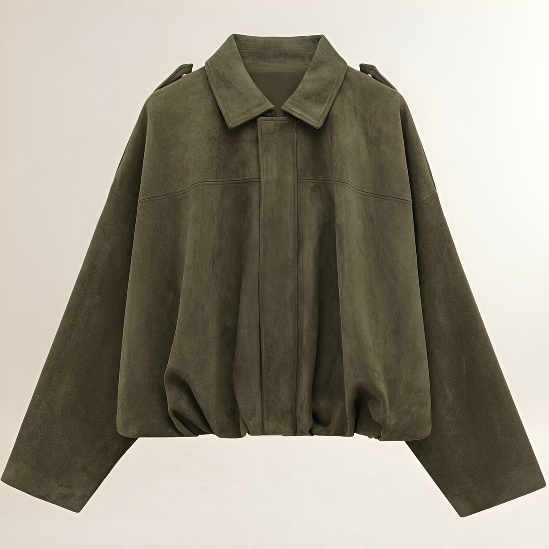 Damen Bomberjacke Cropped Boxy - Epaulettenschultertops mit geraffter Saum