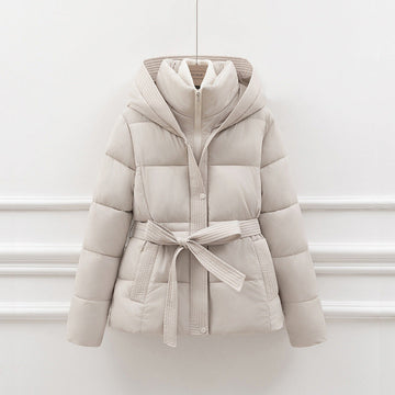 Damen Jacke mit Kapuze, Wattiert, mit Gürtel - Relaxed Fit