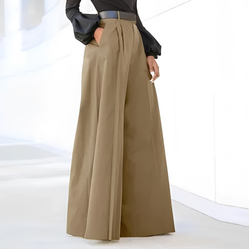 Damen Weite Hose Hochtailliert Falten-Design mit Taschen