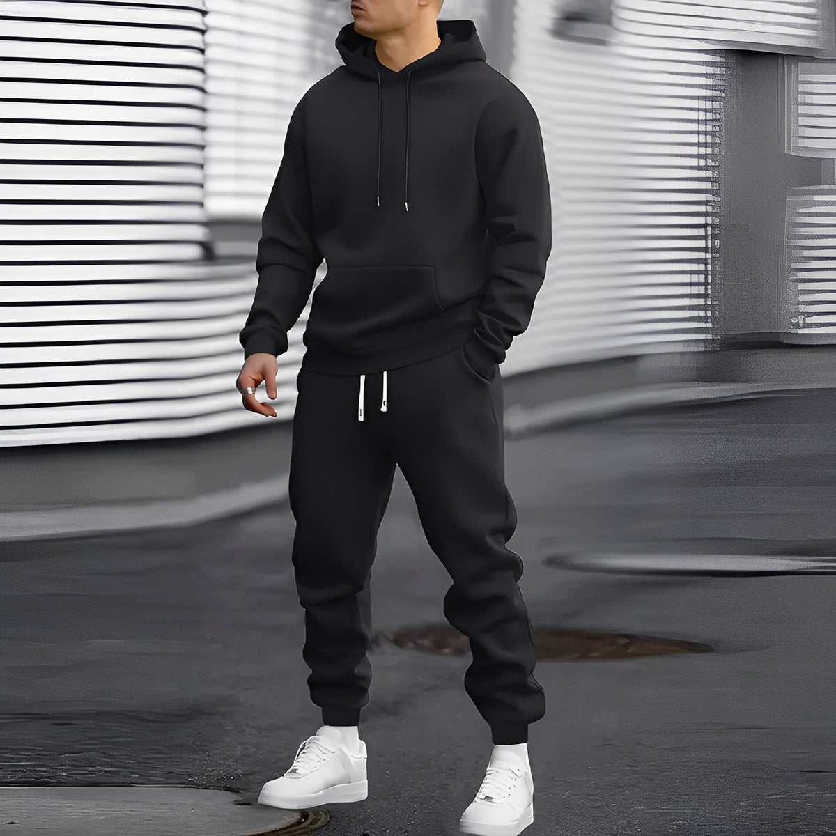 Herren Jogginganzug mit Kapuzenhoodie und Jogpants - Relaxed Fit mit Kängurutasche