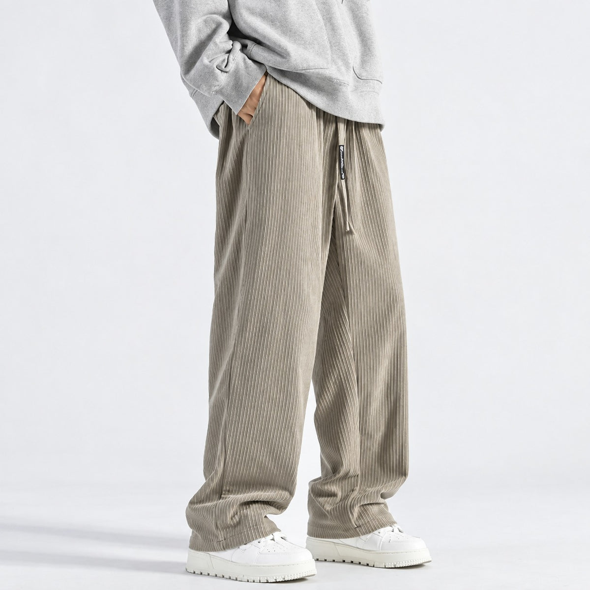Herren Jogginghose mit Lockerem Schnitt Drawstring Bund Weite Beinlinie