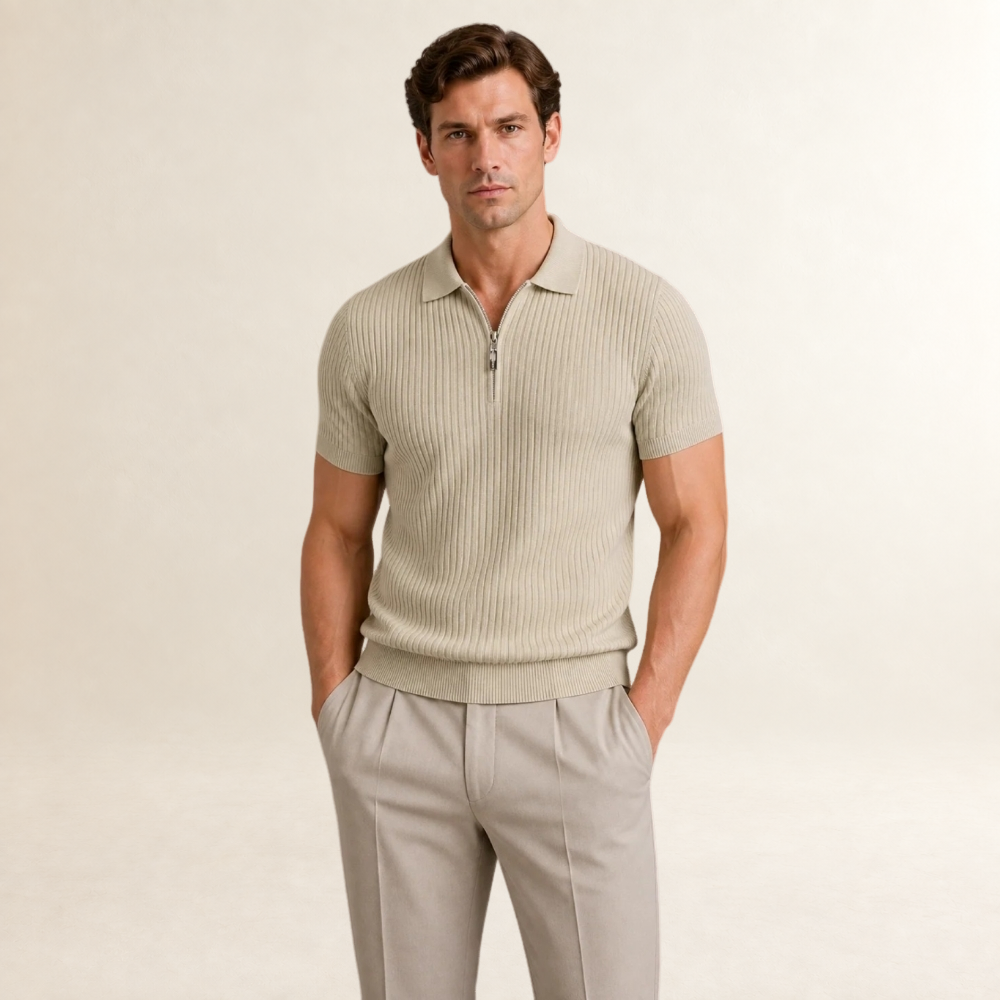 Herren Poloshirt mit Reißverschluss, kurze Ärmel und modernem Schnitt