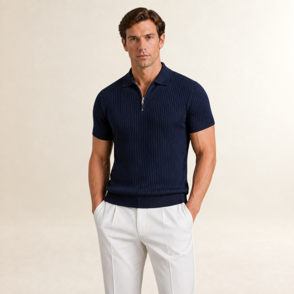 Herren Poloshirt mit Reißverschluss, kurze Ärmel und modernem Schnitt