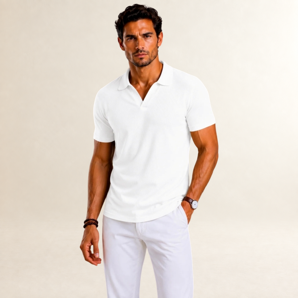 Herren Poloshirt mit strukturierter Oberfläche, kurze Ärmel und regulärer Schnitt