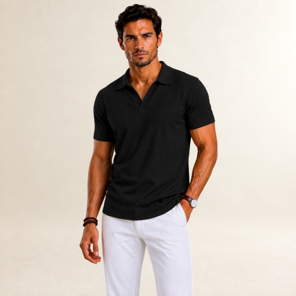 Herren Poloshirt mit strukturierter Oberfläche, kurze Ärmel und regulärer Schnitt